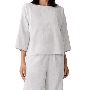 Eileen Fisher organic cotton ripple checkered top